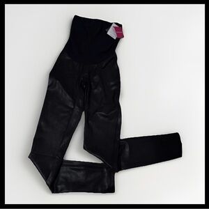Spanx Mama very Black Faux Leather High-Waist Leggings NWT
